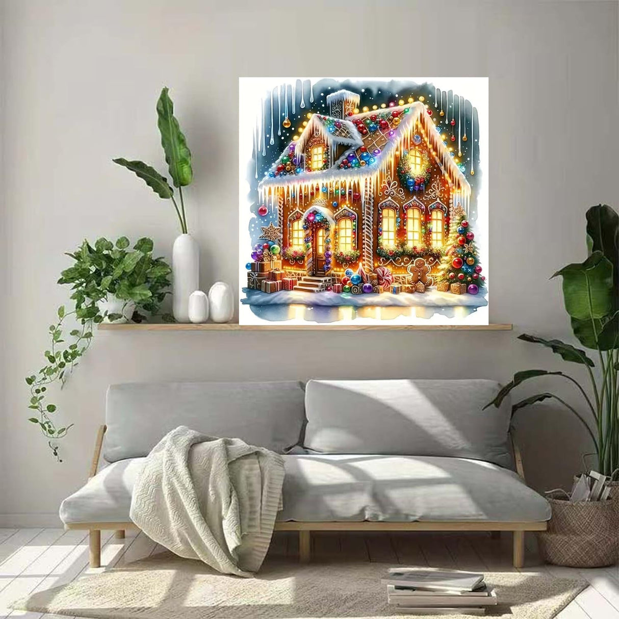 ZHUDENGXJL Winter Diamond Painting Kits for Adults,Christmas Glow Castle Diamond Art Kits for Beginner,DIY 5D Full Drill Gem Art with Painting Kit,Home Wall Decor 12x12 Inch ZHUDENGXJL