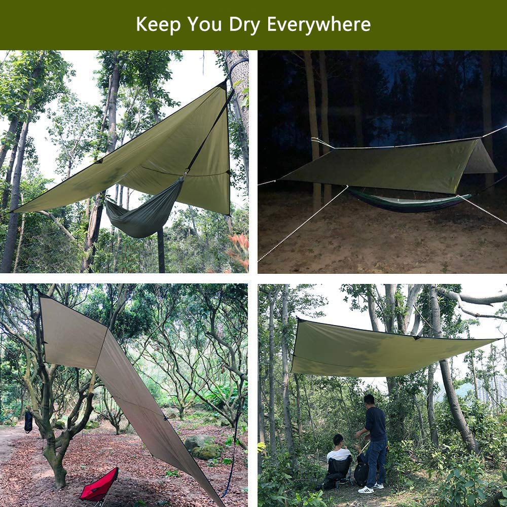 Sunyear Hammock Camping with Rain Fly Tarp and Net, Portable Camping Hammock Double Tree Hammock Outdoor Indoor Backpacking Travel & Survival, 2 Tree Straps,100% Waterproof Black Bundle Sunyear