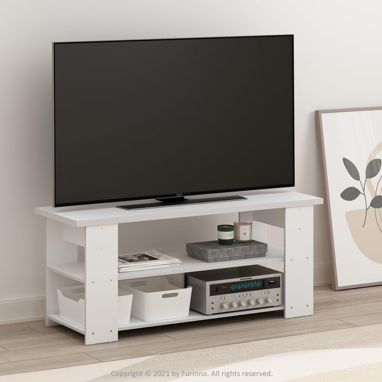 Furinno Jaya TV Stand Up to 55-Inch, White Furinno