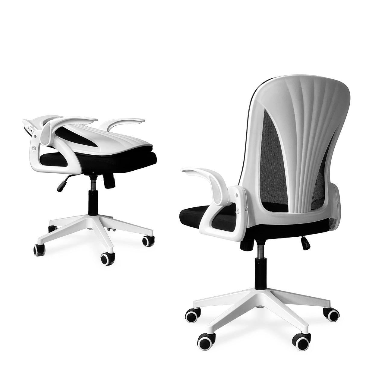 Tervo Model S | Folding Office Chair for Small Spaces | Gaming Chair for Adults & Kids | Ergonomic Mesh Computer Chair for Bedroom | Desk Chair for Home Work | (White & Black) Tervo
