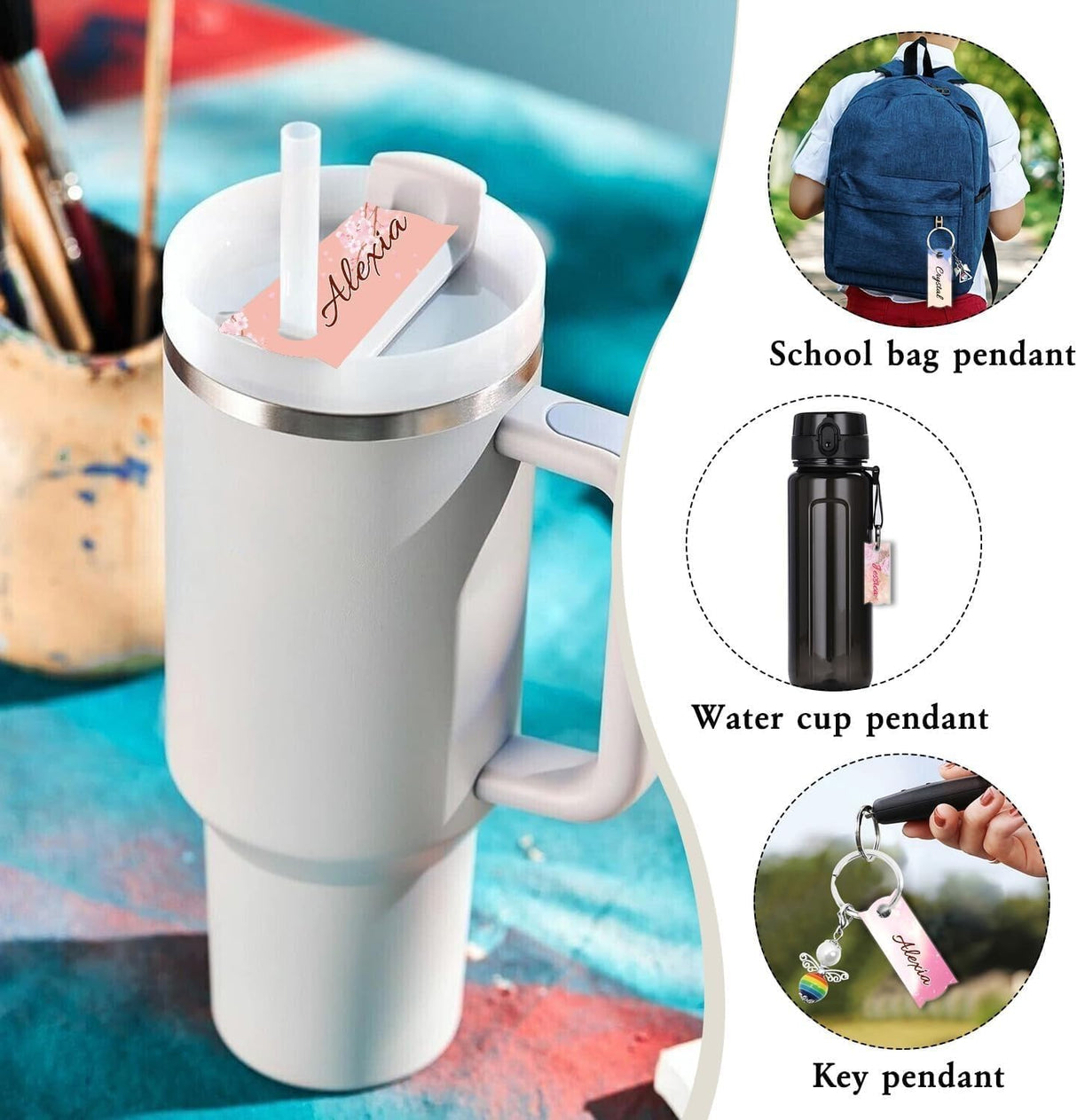 ZHUOMINGJIA 5 Pcs Heat Sublimation Nameplate,Aluminum Name Plate For Stanley 40 Oz,Free Diy,Not Shattering,Not Deformed, Usable On Both Sides,No Odor,The Perfect Substitute For Acrylic Material ZHUOMINGJIA