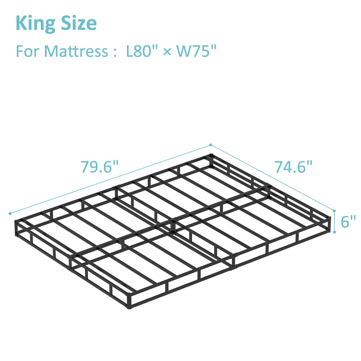 Upcanso King Box Spring Bed Base 6 Inch, Low Profile Metal Box Spring King with Fabric Cover, 3000 Lbs Max Weight Capacity Mattress Foundation, Noise-Free, Easy Assembly Upcanso