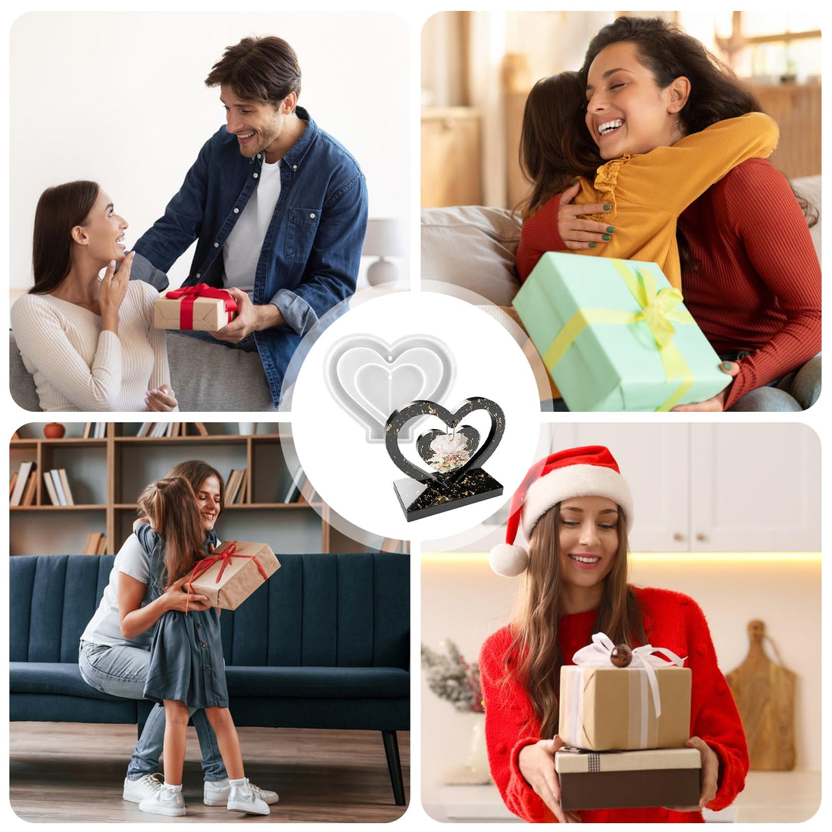Jeffdad Large Photo Frame Resin Molds, Heart Shape Silicone Mold for Photo Frames Making, DIY Picture Frame Display Unique Mold for Resin Casting Art Crafts Table Home Decor Gift Jeffdad