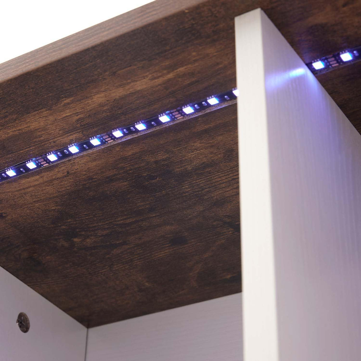 Hanamako 6 Cube Storage Organizer, 2-Tier Bookshelf with LED Lights, Wood Cube Shelf, Free Standing Display Cabinet, Horizontal Long Shelf for Home Office, White Hanamako