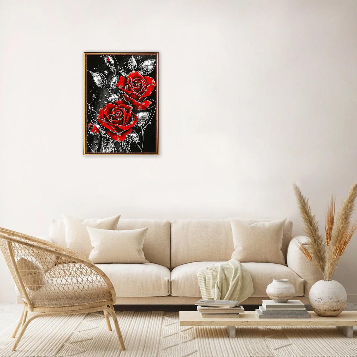 MEIYUDA Rose Diamond Painting Kits for Adults, 5D Red Rose Diamond Art Kits for Beginners, Floral Flowers DIY Gem Art Crystal Painting for Home Wall Decor Gift 12x16in MEIYUDA