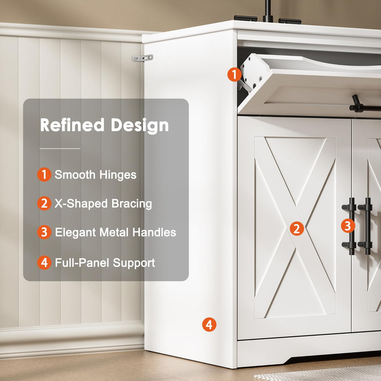 Amada 30″ Bathroom Vanity with Ceramic Sink, Farmhouse Undermount Vanity Sink Cabinet with 2 Doors and 1 Drawer, Free Standing Bathroom Storage Cabinet with Sink Combo Set, White AMADA HOMEFURNISHING