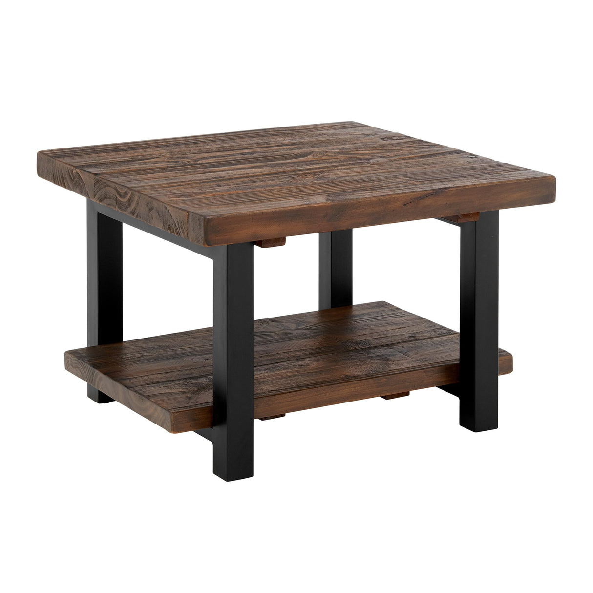 Pomona 27-Inch Rustic Square Coffee Table – Solid Pine Wood with Natural Weathered Finish and Industrial Metal Legs – Small Space Living Room Accent by Alaterre Furniture Alaterre Furniture