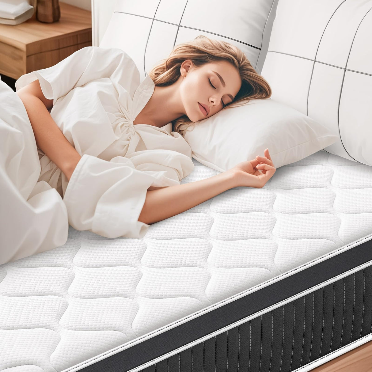 SIMARTH King Mattress, 12 Inch King Size Hybrid Mattresses in a Box Upgrade Strengthen, Gel Memory Foam King Mattress Made of Individually Pocketed Springs for Support & Pressure Relief, Medium Firm SIMARTH