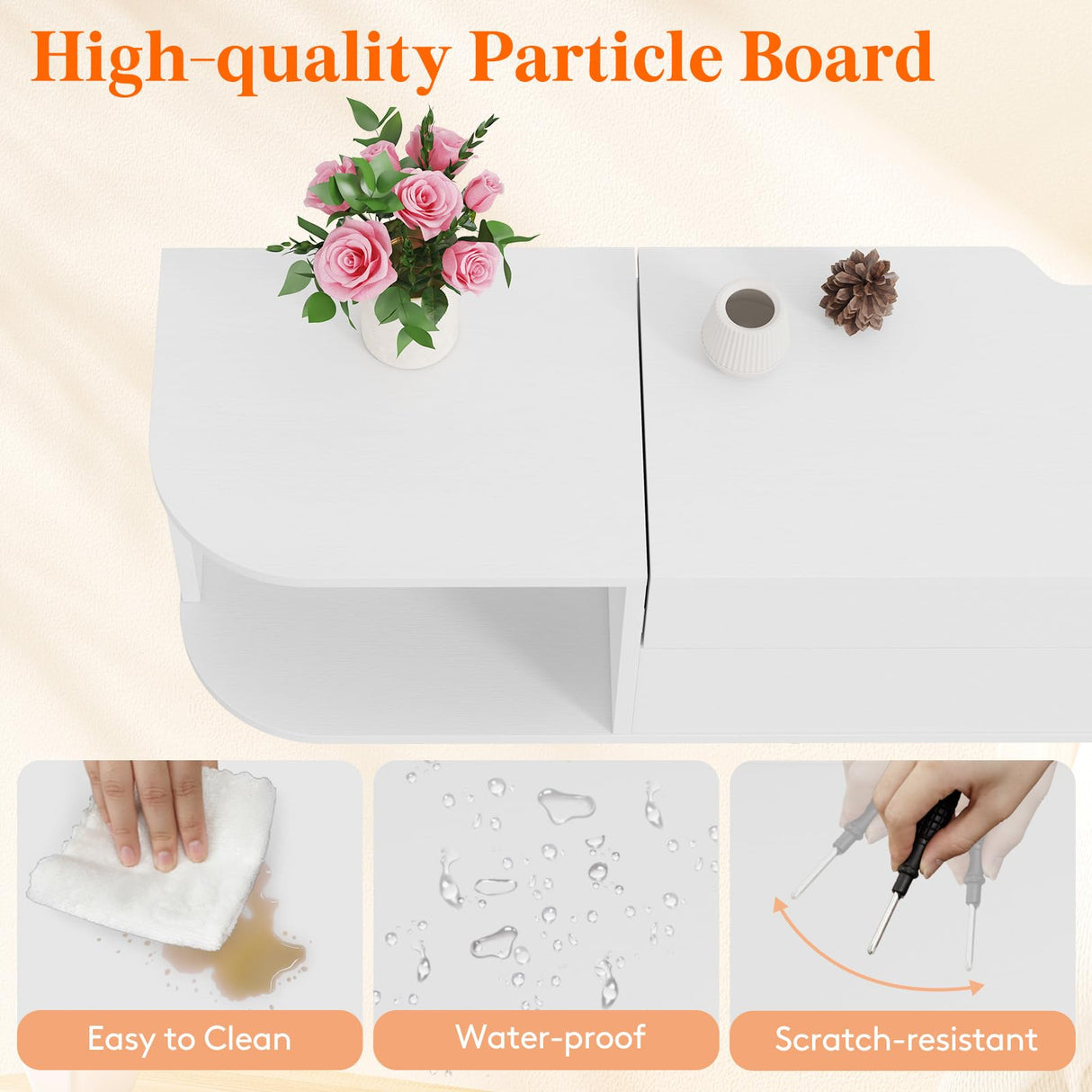 Lifewit Floating TV Stand for up to 50" TV, Wall Mounted Entertainment Center with Power Outlets and USB Ports, Large Storage Space with Sliding Tabletop, Open Shelves, White Lifewit