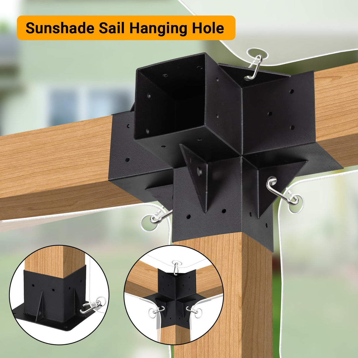 Neorexon Pergola Bracket Kit Elevated Wood Stand Kit Woodwork 4" x 4" (Actual 3.5" x 3.5"), Solid Steel DIY Pergola Hardware Kit, 6PCS Base Bracket & 4PCS 3-Way Corner Bracket & 2PCS 4-Way Bracket Neorexon