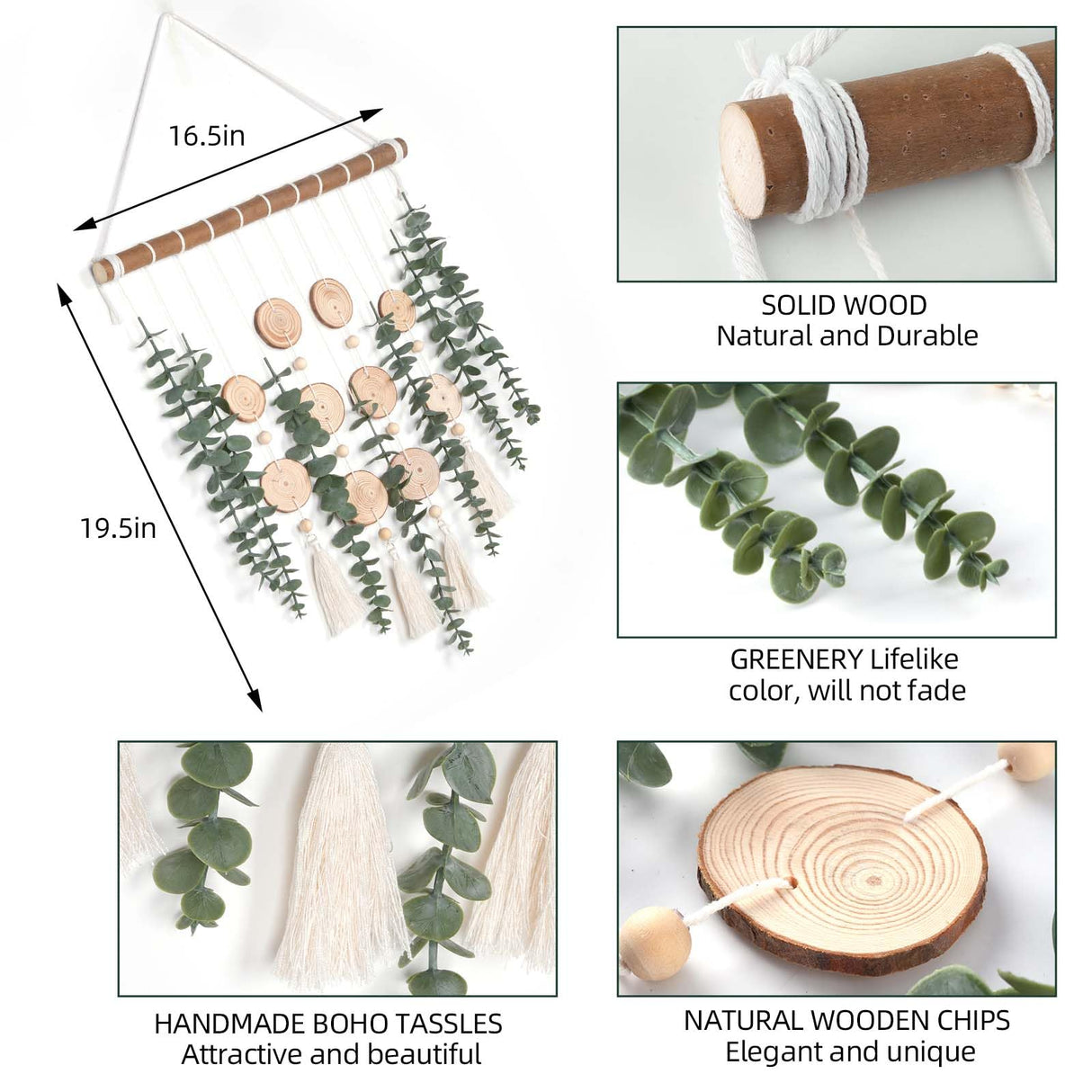 GIAUMA Artificial Eucalyptus Plant Wall Decor Fake Greenery Leaves Stems Wall Hanging Faux Plants on 16.5 inch Wood Stick Boho Rustic Farmhouse Decor for Bathroom Bedroom Dining Room Indoor Home GIAUMA