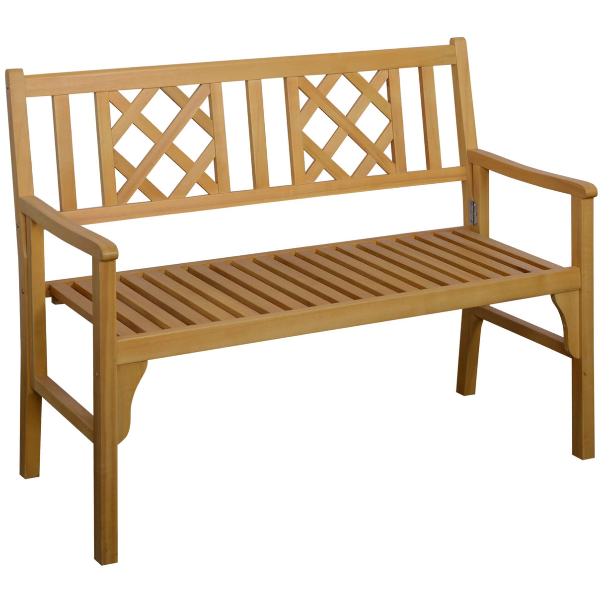 Outsunny Portable 4FT Wooden Garden Bench for Two with Backrest and Armrests Outsunny