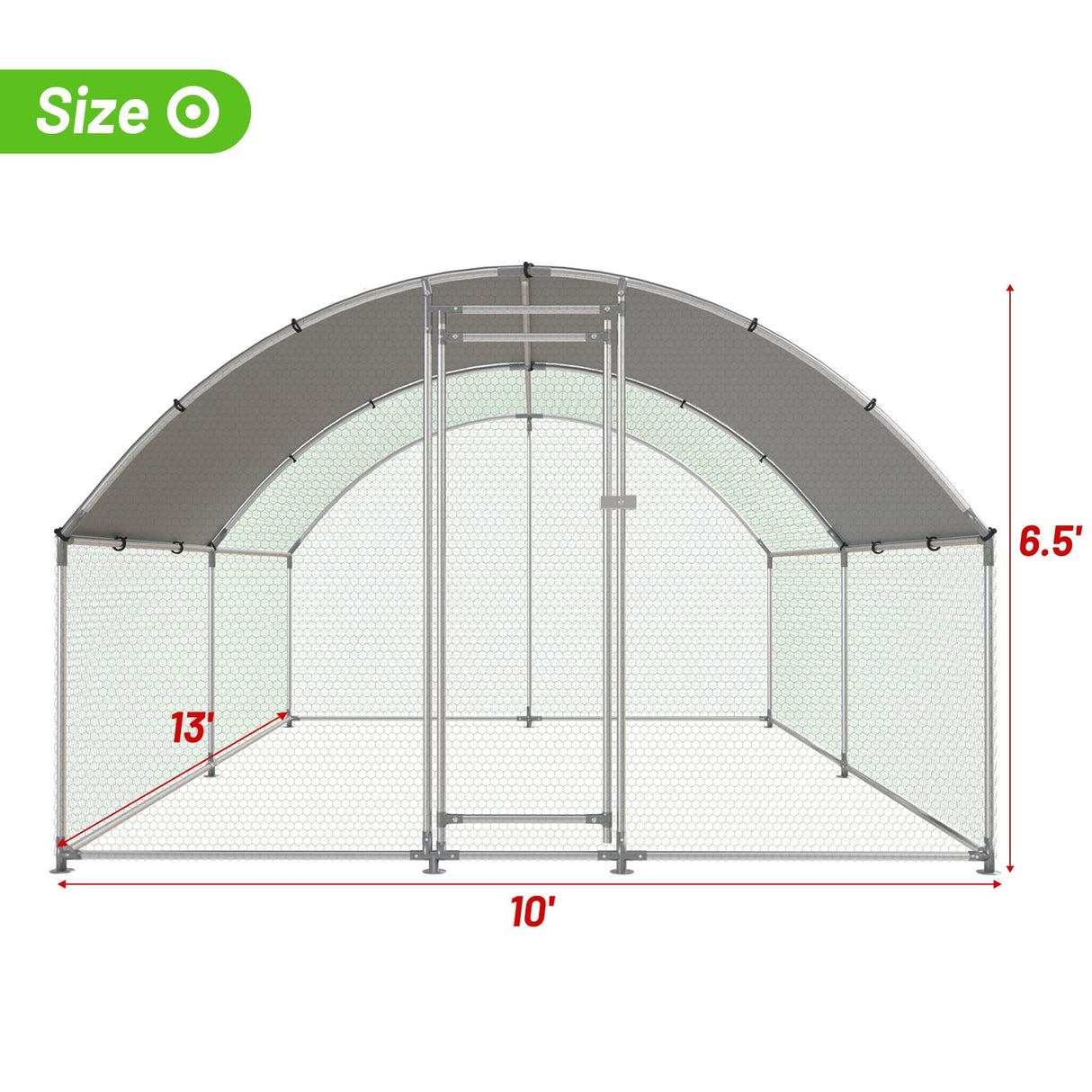 NUGRIART Large Metal Chicken Coop Walk-in Poultry Cage with Water-Resident and Anti-UV Cover Duck Rabbit Cat House Outdoor Chicken Run Pen with Round Roof NUGRIART