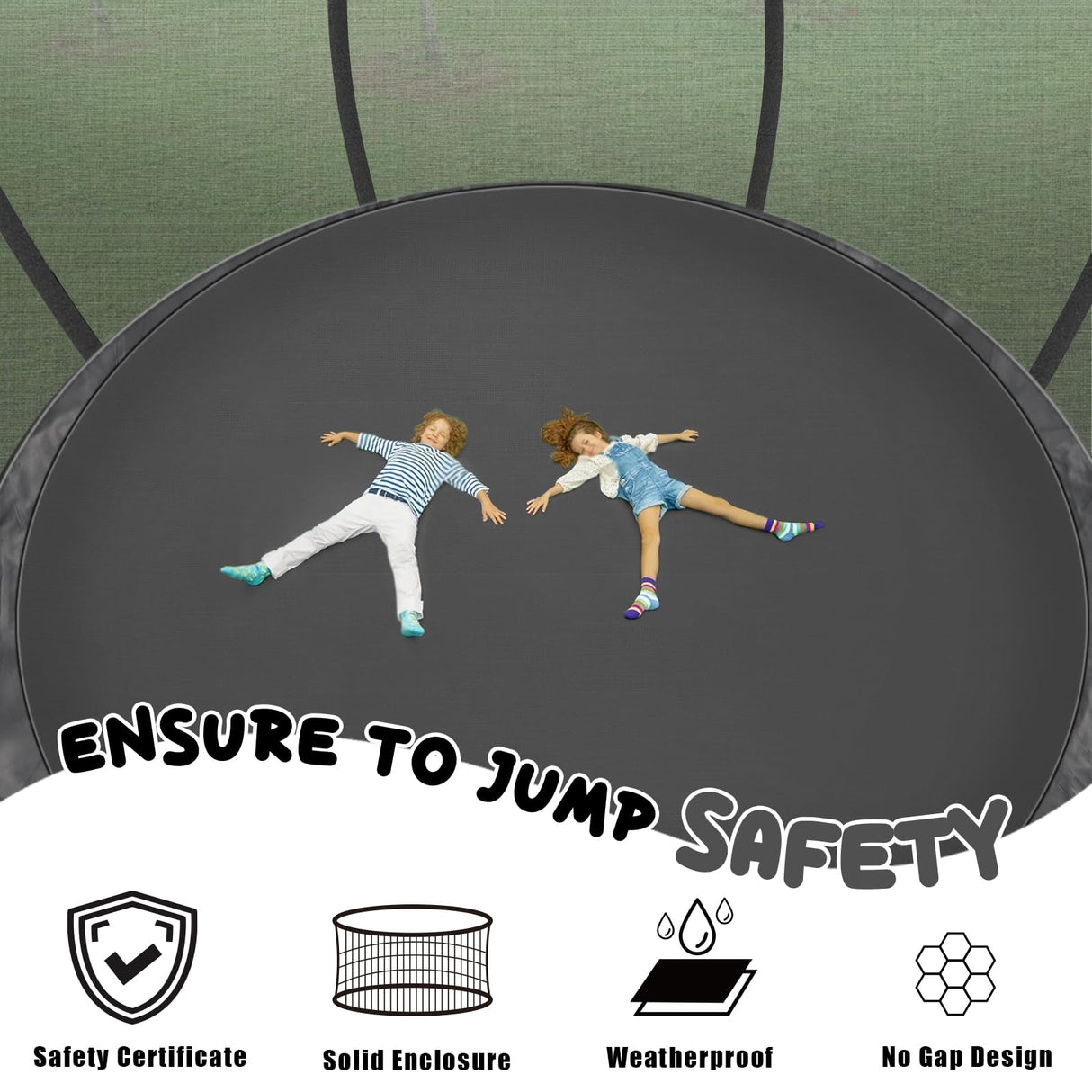 Liyarya 12FT/14FT Trampoline for Kids/Adults - Outdoor Recreational Trampoline with Enclosure Net, Curved Poles, Ladder, Heavy Duty, Anti-Rust Coating, ASTM Approved Liyarya