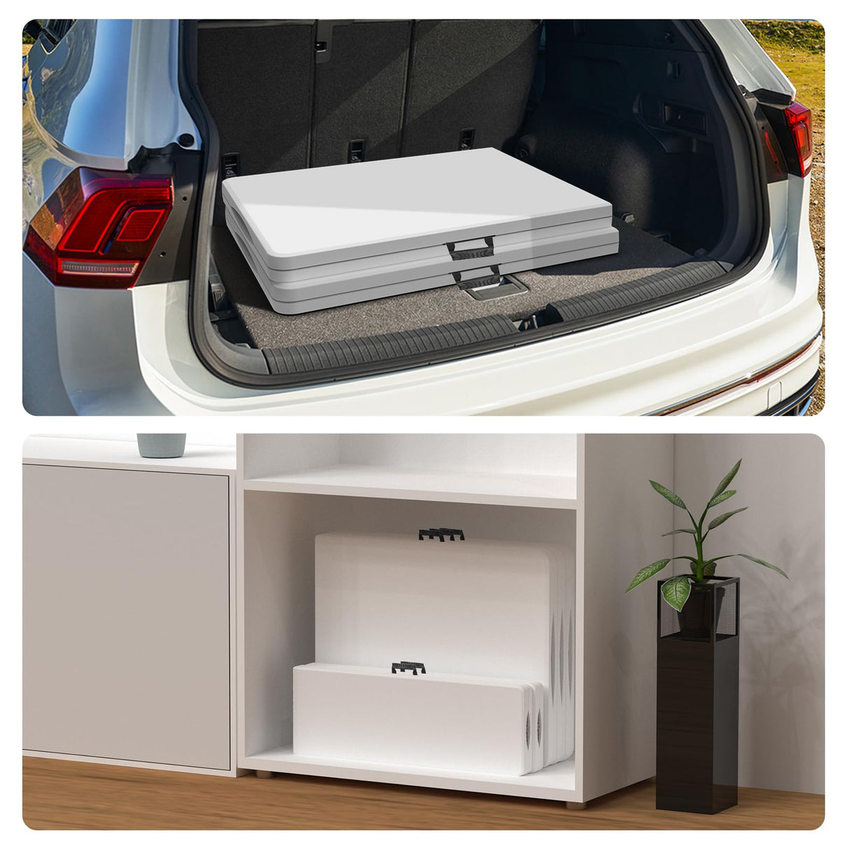 HLPB 6ft Folding Table with Handle & Safety Locks - Portable Picnic & Camping Table, Indoor/Outdoor Dining & Work Table for Weddings & Parties Plastic Construction HLPB