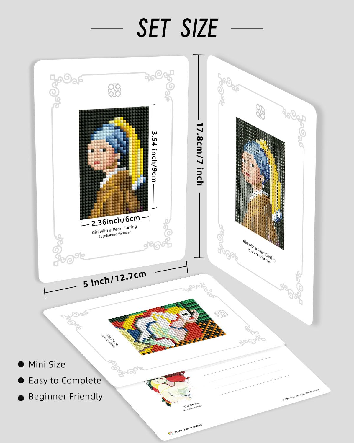 Minigem 12pcs Small Diamond Painting Kits Small Diamond Art Kits, Quick & Classic Mini Diamond Painting Kits for Beginners 1-Hour Painting, Postcard-Style Diamond Art Square Drill Pocket-Sized 5x7in forever young