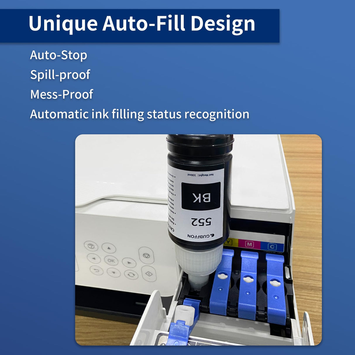 GUBFFON 552 Ink 600ml Refill Ink Bottle Replacement for Epson EcoTank ET-8550 ET-8500 Printer High Capacity 6-Pack (Not Sublimation Ink) GUBFFON