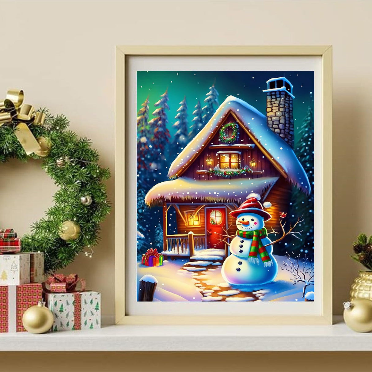 Arttoplus Christmas Snowman Paint by Numbers Kit for Adults Beginner-Christmas Adult Paint by Number Kits on Canvas, DIY Acrylic Oil Painting by Numbers for Adults for Gift Home Wall Decor(16x20inch) Arttoplus