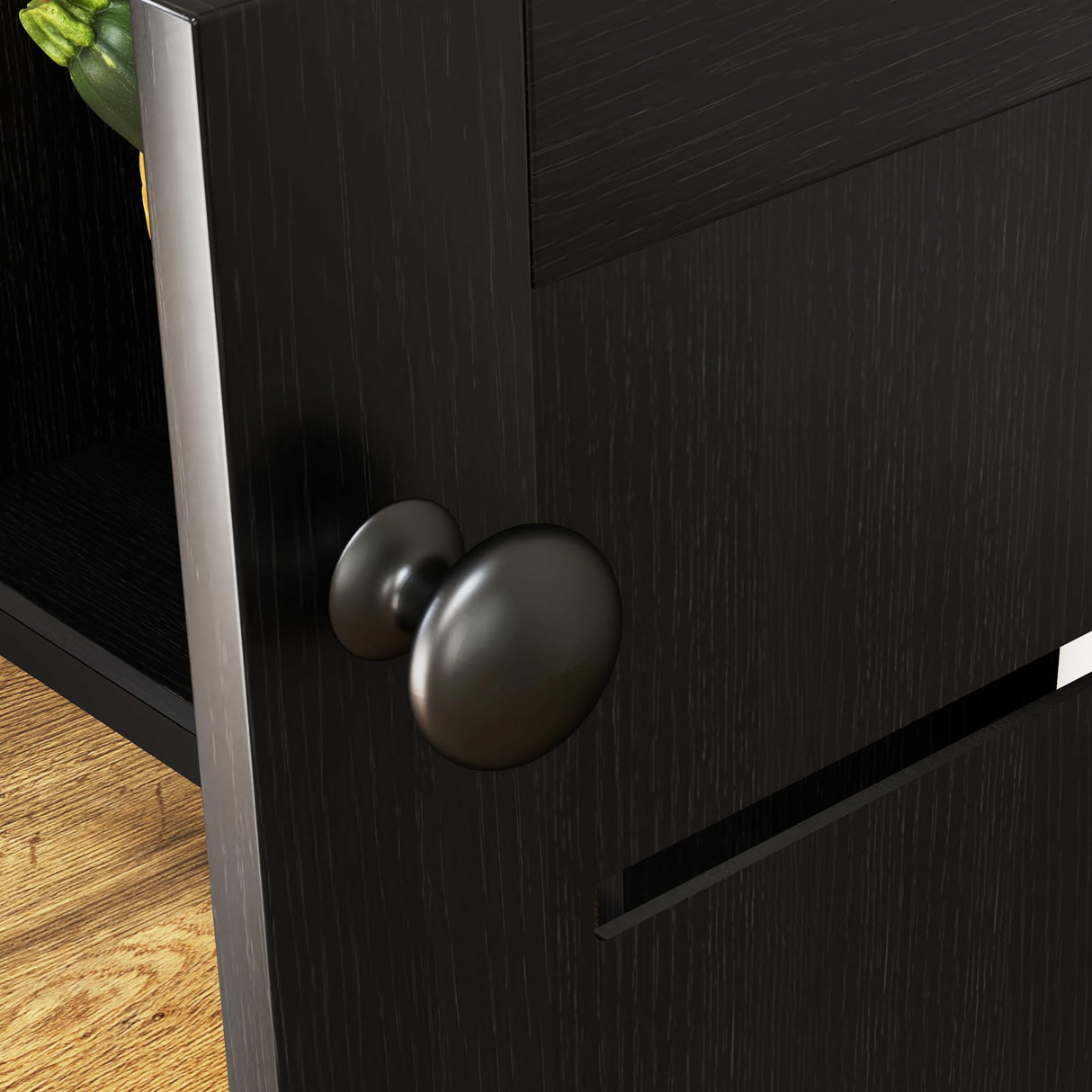 HOMCOM Kitchen Bakers Rack with Power Outlet, Coffee Bar Cabinet with Storage Shelves, Microwave Stand with Louvred Door Cabinets, Black HOMCOM