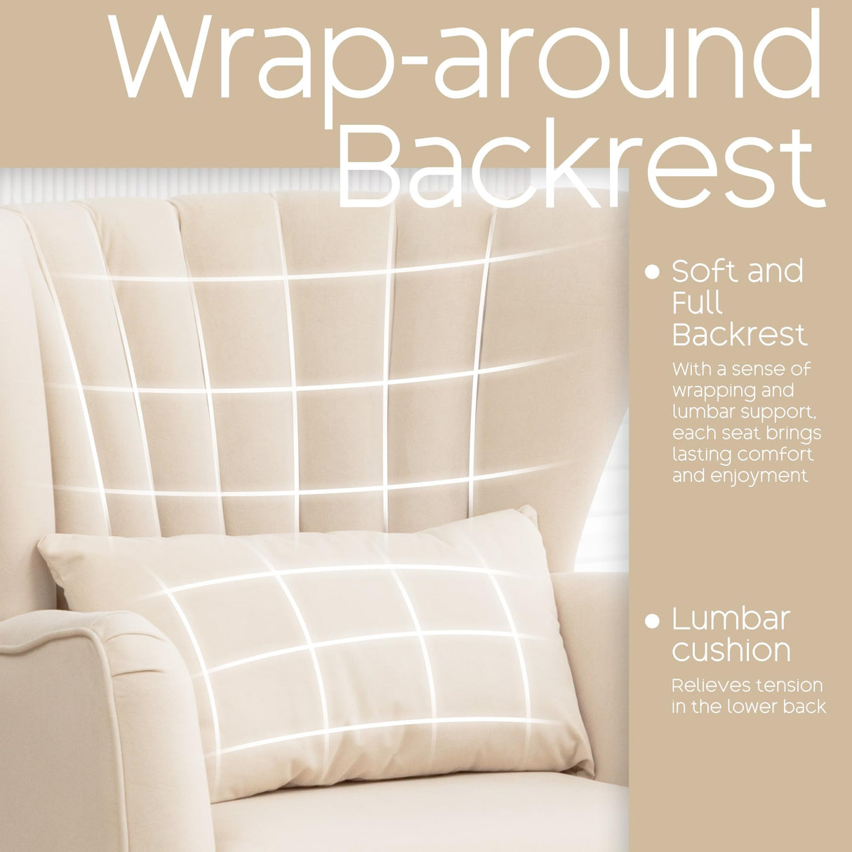 YUUIJOAA Modern Accent Chair Comfy Wingback Armchair with Pillow Upholstered Shell Accent Chair Reading Chair for Bedroom, Living Room, Small Spaces,Dressing Room Beige YUUIJOAA