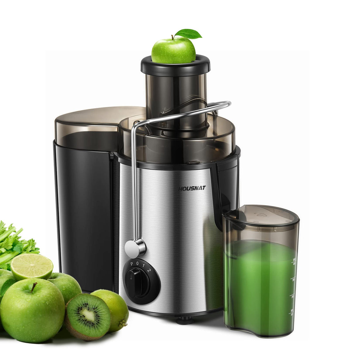 Juicer Machine, HOUSNAT Centrifugal Juicer,Extractor Max Power 800W Juice, 65MM Chute for Whole Fruit and Vegetables, Juice Extractor with 3 Speeds Quick Juicing, Easy to Clean, BPA Free,Silver HOUSNAT