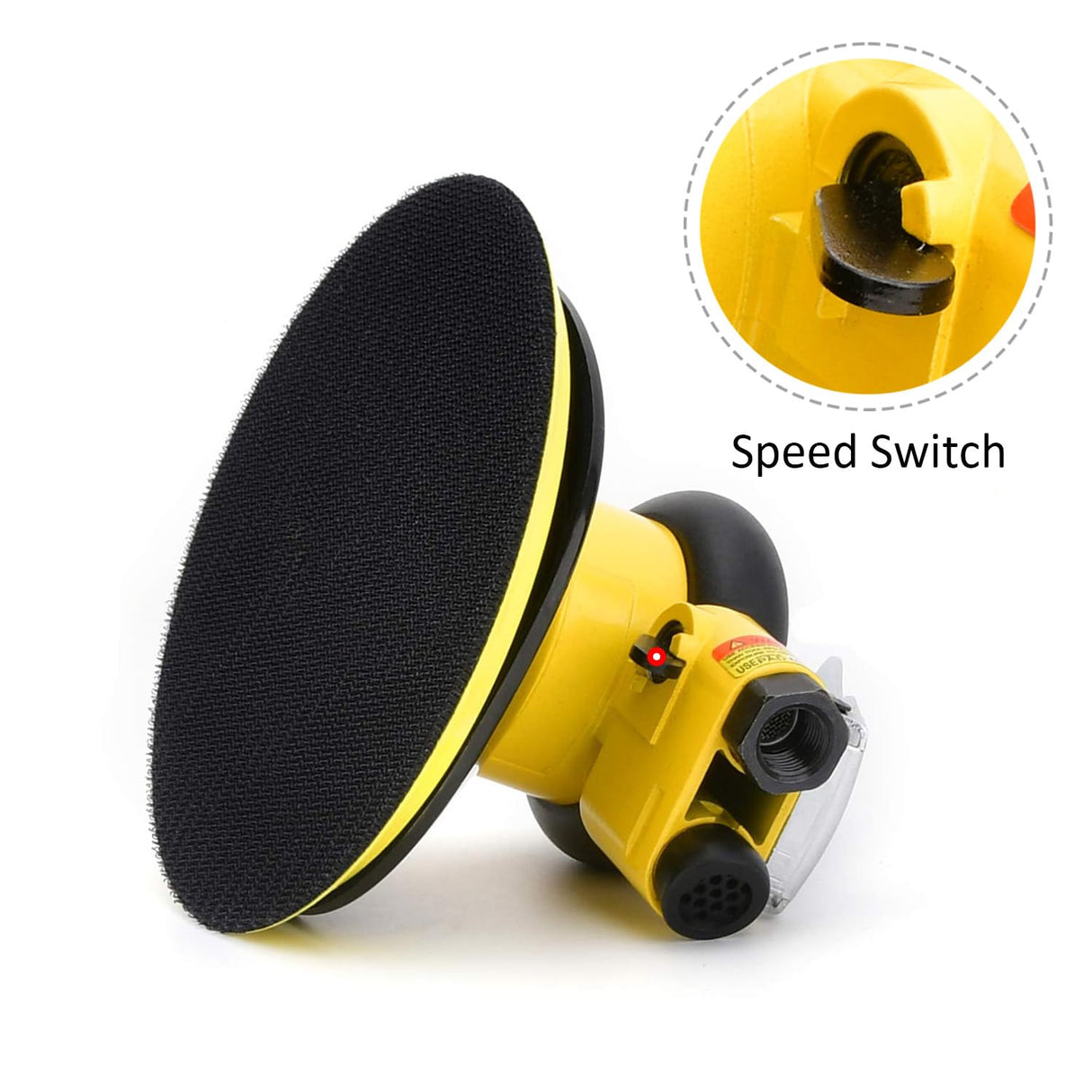 Professional Air Random Orbital Palm Sander, Dual Action Pneumatic Sander, Low Vibration, Heavy Duty … (6-inch Yellow) Gedu