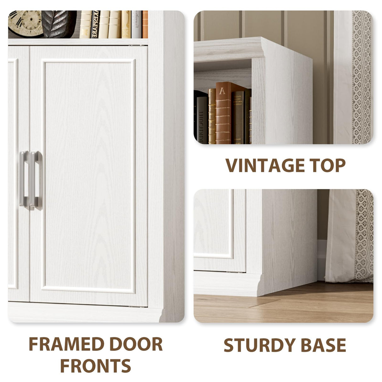 Rresyet 28" W Bookcase with Doors, Modern Tall Bookshelf 6-Tier White Bookshelves with Storage Cabinet for Office, Living Room, Library Rresyet