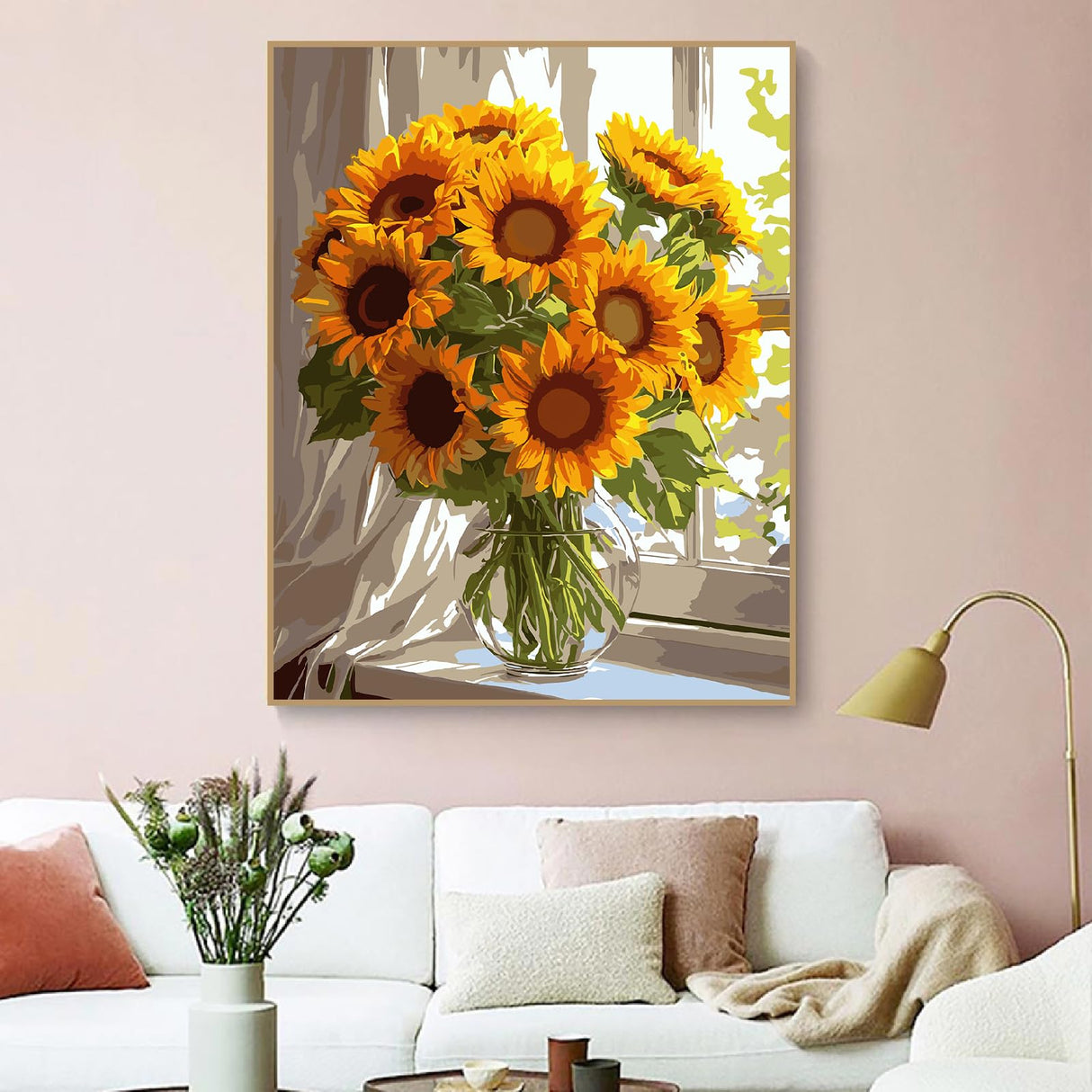ZRIZQ Paint by Numbers for Adults Beginners,Sunflower Adult Paint by Number Kits on Canvas,Paint by Numbers for Home Wall Art Decor 16x20 Inch(Without Frame) ZRIZQ
