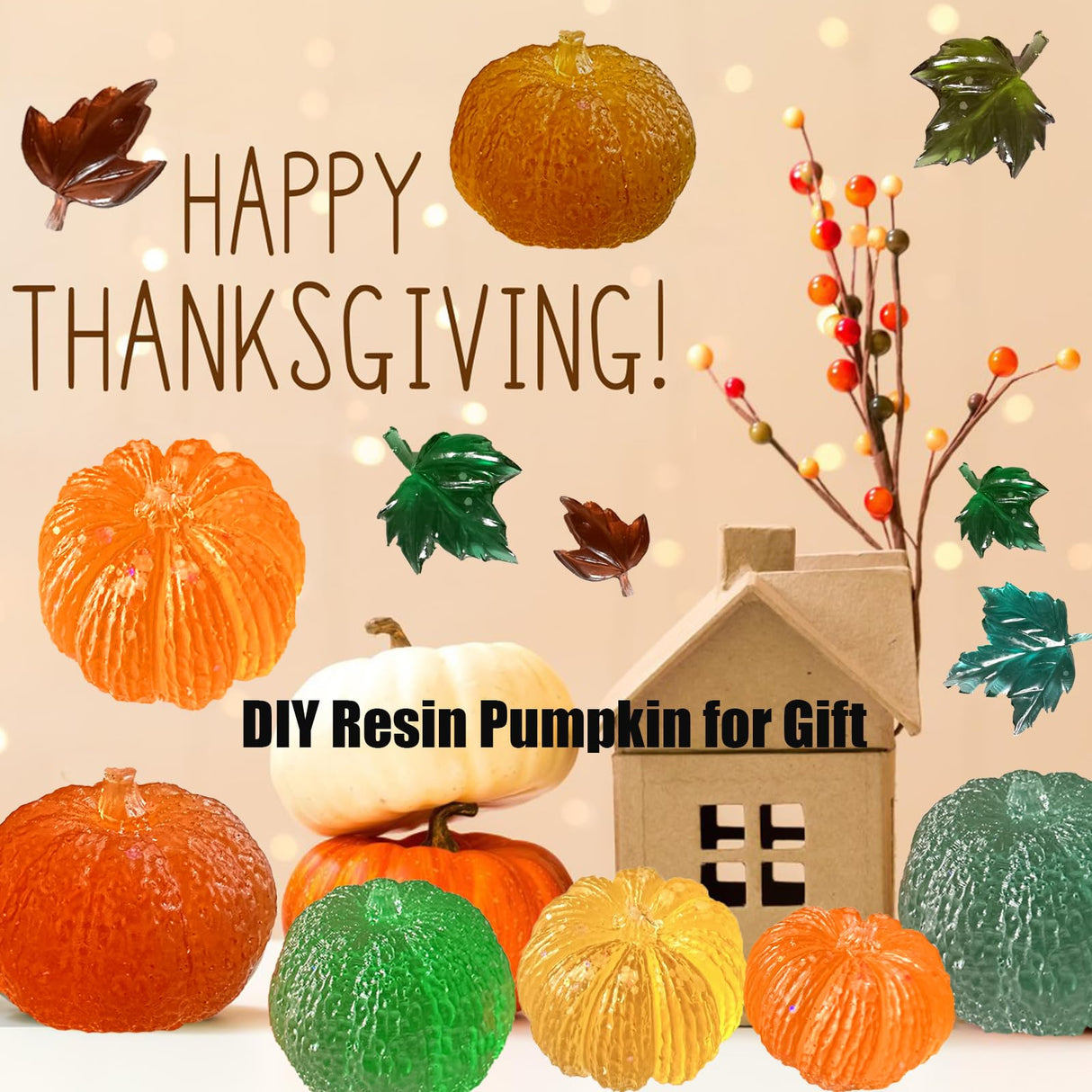 ZQYSING (4 Pack) Pumpkin Candle Molds with Leaf Mold, Set of Large + Medium + Small 3D Pumpkin Silicone Molds for Candles Wax Soap Epoxy Resin Casting Thanksgiving Halloween DIY Art Gifts Home Decor ZQYSING