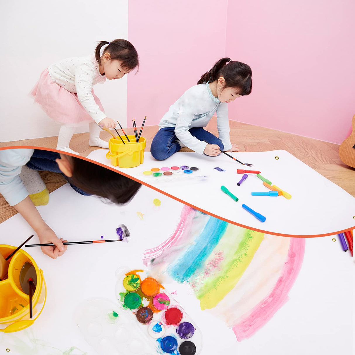 2 Pieces Large Banners Signs Polyester Oxford Cloth Sublimation Banner with Rope for Indoor Wall Outdoor Easy Hang Sign DIY Banner Sign for Business Office Supply (White,2 x 5 Feet) Peramarl