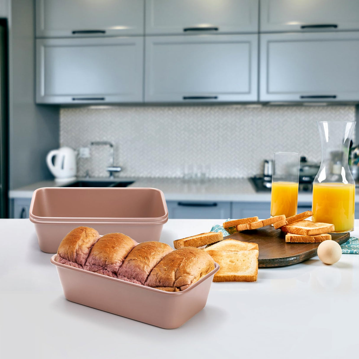Elsjoy 4 Pack Non-Stick Loaf Pan, 9.5 x 5.5 Inch Champagne Bread Loaf Pans Carbon Steel Bread Tin Set for Baking, Metal Bakeware for Bread, Meatloaf, Cake Elsjoy