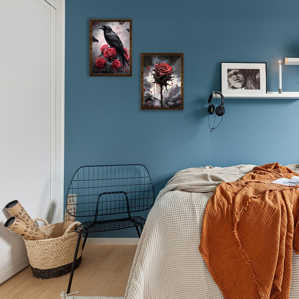 MBNTJHT 6 Pack Halloween Diamond Art Kits for Adults,Rose and Crow Diamond Painting Kits for Beginners,5D Round Full Drill Skull Gem Art Crafts for Home Wall Decor Gifts 12x16 Inch. MBNTJHT