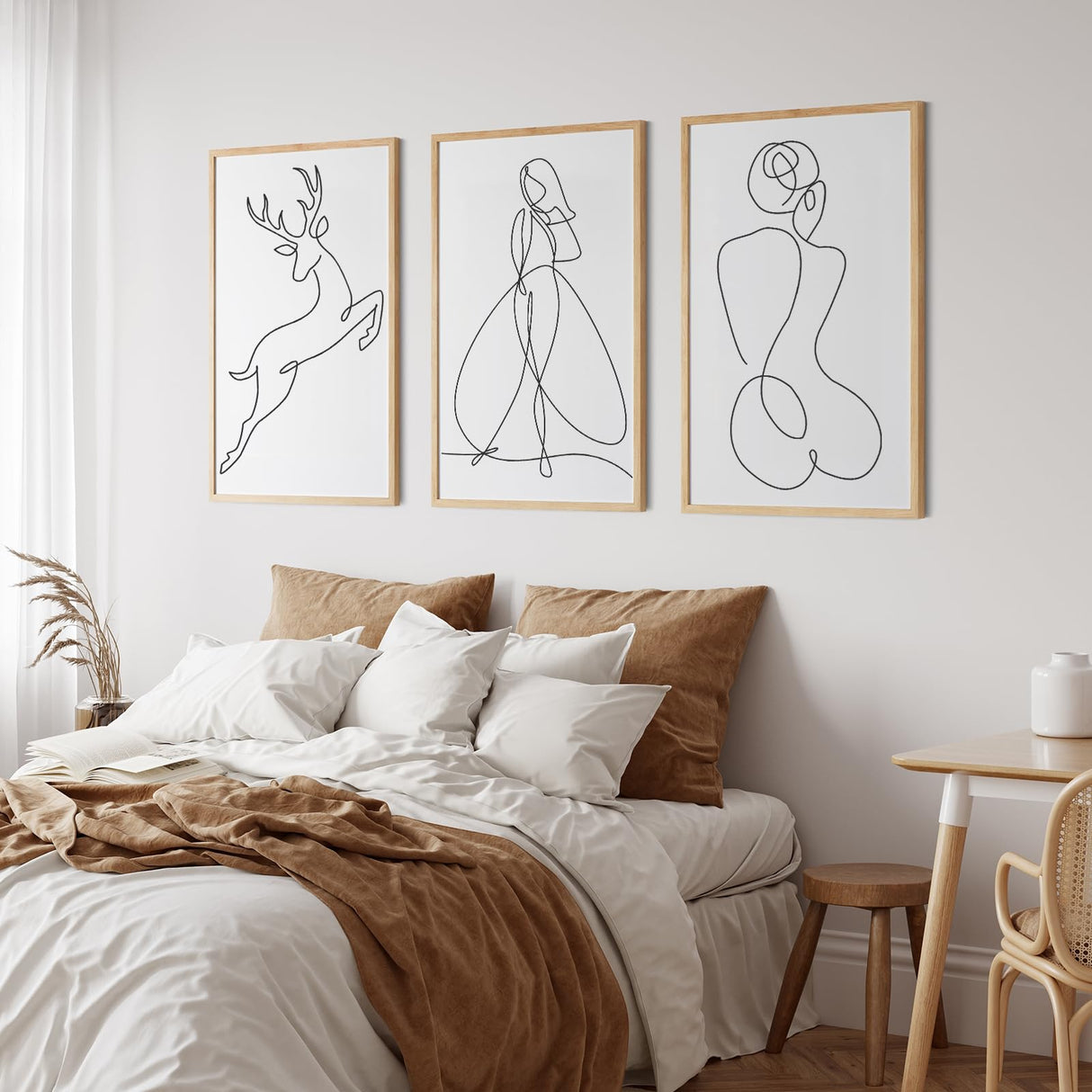 puthiac 11x14 Oak Wood Picture Frame - Minimalist 11x14 Frame Wood for Wall Art Decor, 11"x14" Natural Solid Wood Poster Frames for Wall Art Photo and Prints(3 Pack, Beige) puthiac