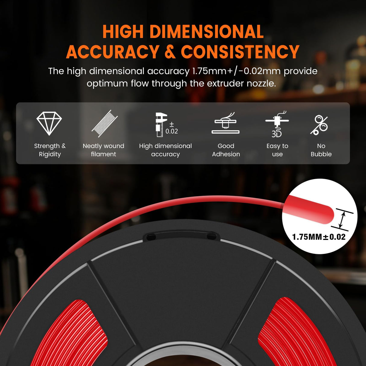 TECBEARS PETG Filament 1.75mm, 3D Printer Filament PETG Filament Bundle 4-Color, Strong Toughness, 4 * 1KG(1320M) Filament High Precision, Dimensional Accuracy ±0.02mm, Blue+Red+Orange+Grey TECBEARS