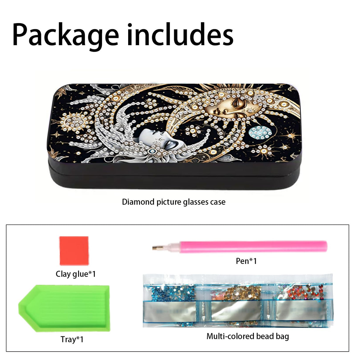 MVVMTOP Diamond Painting Eye Glass Case, DIY Moon Diamond Art Glasses Storage Box Sunglass Case for Adults Handmade for Art Craft Gift Travel Sunglass Eyeglasses MVVMTOP