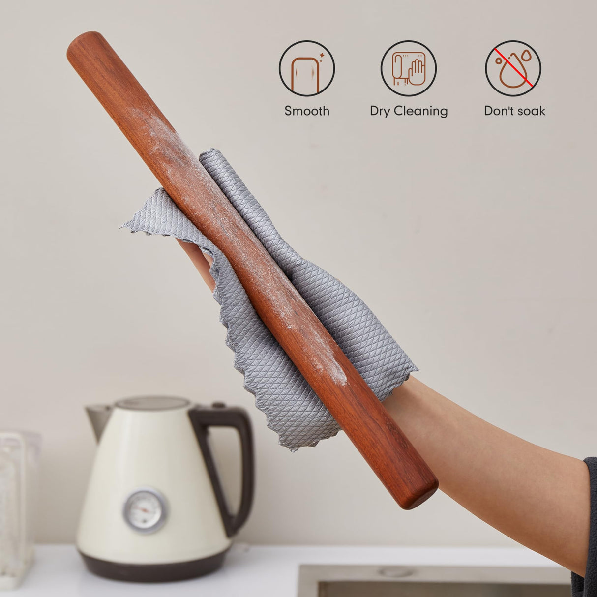 Wood Rolling Pins for Baking- Fulimax 16" Classic Wooden Rolling Pin for Dough, Rodillo Para Masa for Fondant Pizza Pie Crust Cookie Pastry Pasta, Baking Essentials, Rosewood Fulimax