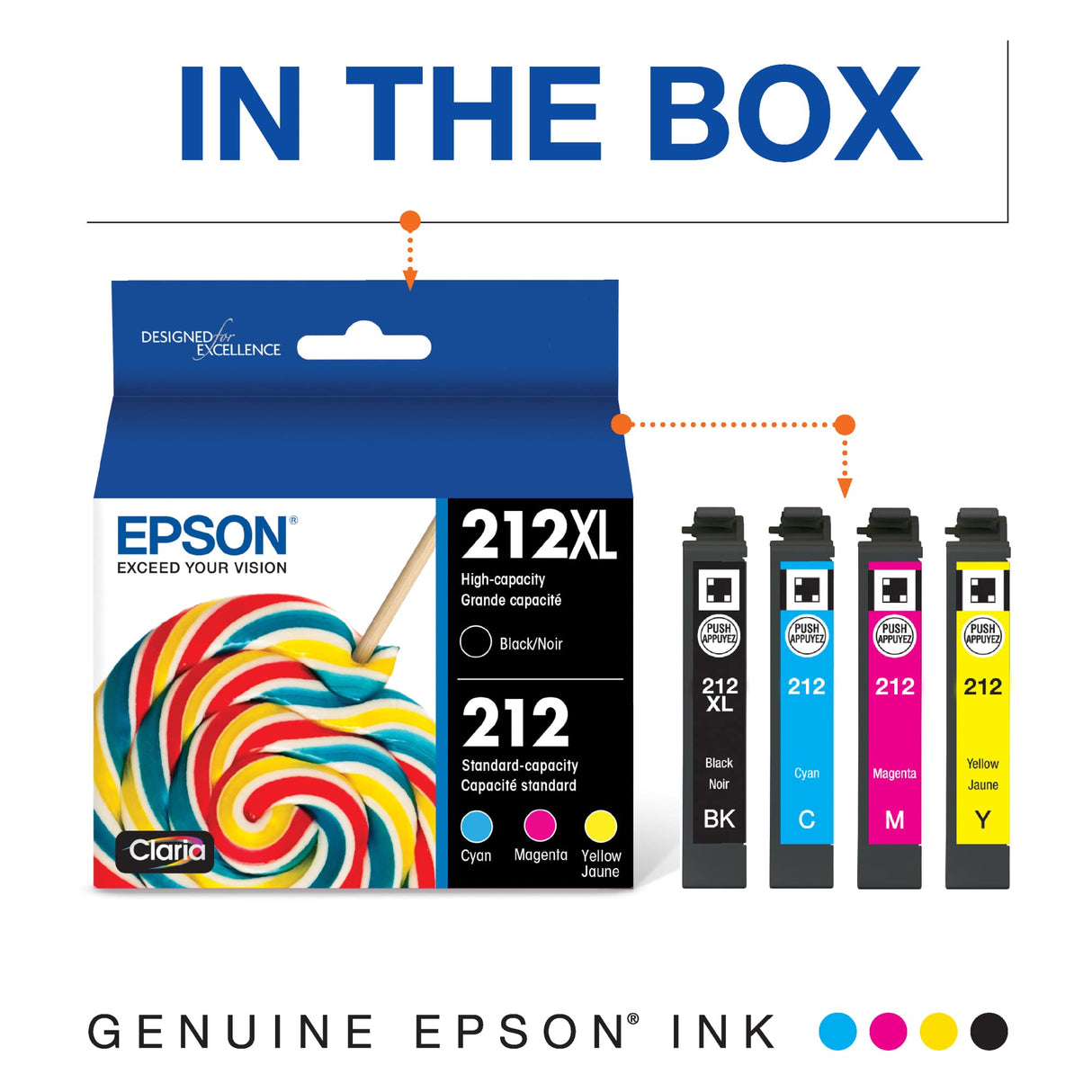 EPSON 212 Claria Ink High Capacity Black & Standard Color Cartridge Combo Pack (T212XL-BCS) Works with WorkForce WF-2830, WF-2850, Expression XP-4100, XP-4105 Epson