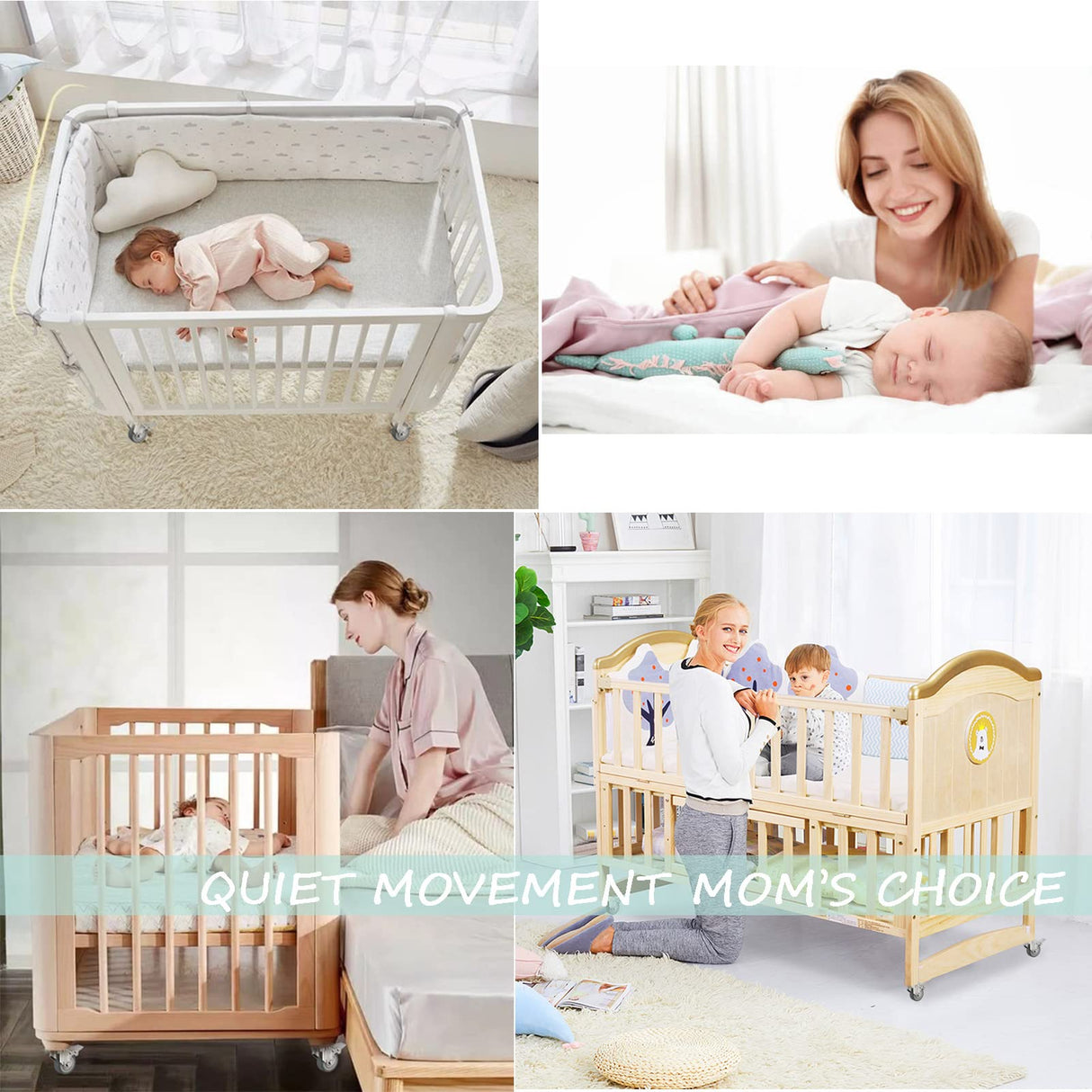 2" Caster Wheels Set of 4 Heavy Duty Plate Casters with Brake 2 inch Dual Locking Castors and No Noise TPR Rubber Wheel No Floor Marks Silent Castor Swivel for Furniture 4 Pack up 440Lbs, Free Screws LEE TEAM RISE