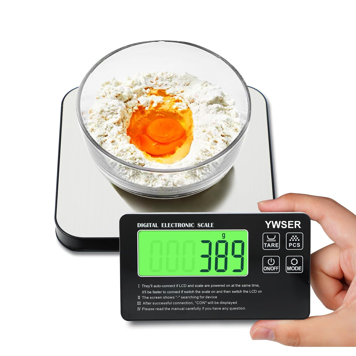 33lb Wireless Magnetic Digital Kitchen Scale with Remote LCD Display, Split-Designed for Easy Cleaning, 0.1oz/1g Precision, 7 Units, Tare Function for Baking, Cooking, Meal Prep YWSER