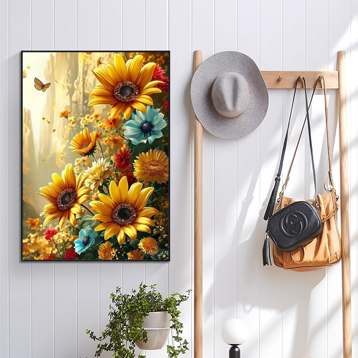 Acelii Fall 5D Diamond Art Kits for Adults Beginners,Sunflower DIY Full Round Drill Diamond Painting Kits,Autumn Paint by Diamonds Dots Gem Art Easy,Home Wall Decor 11.8x15.7 Inch Acelii