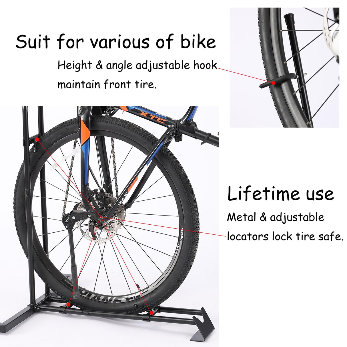 YueTong Vertical Bike Stand, 2 Bike Rack Garage, Upright and Horizontal, Indoor Bicycle Storage for Floor. YueTong