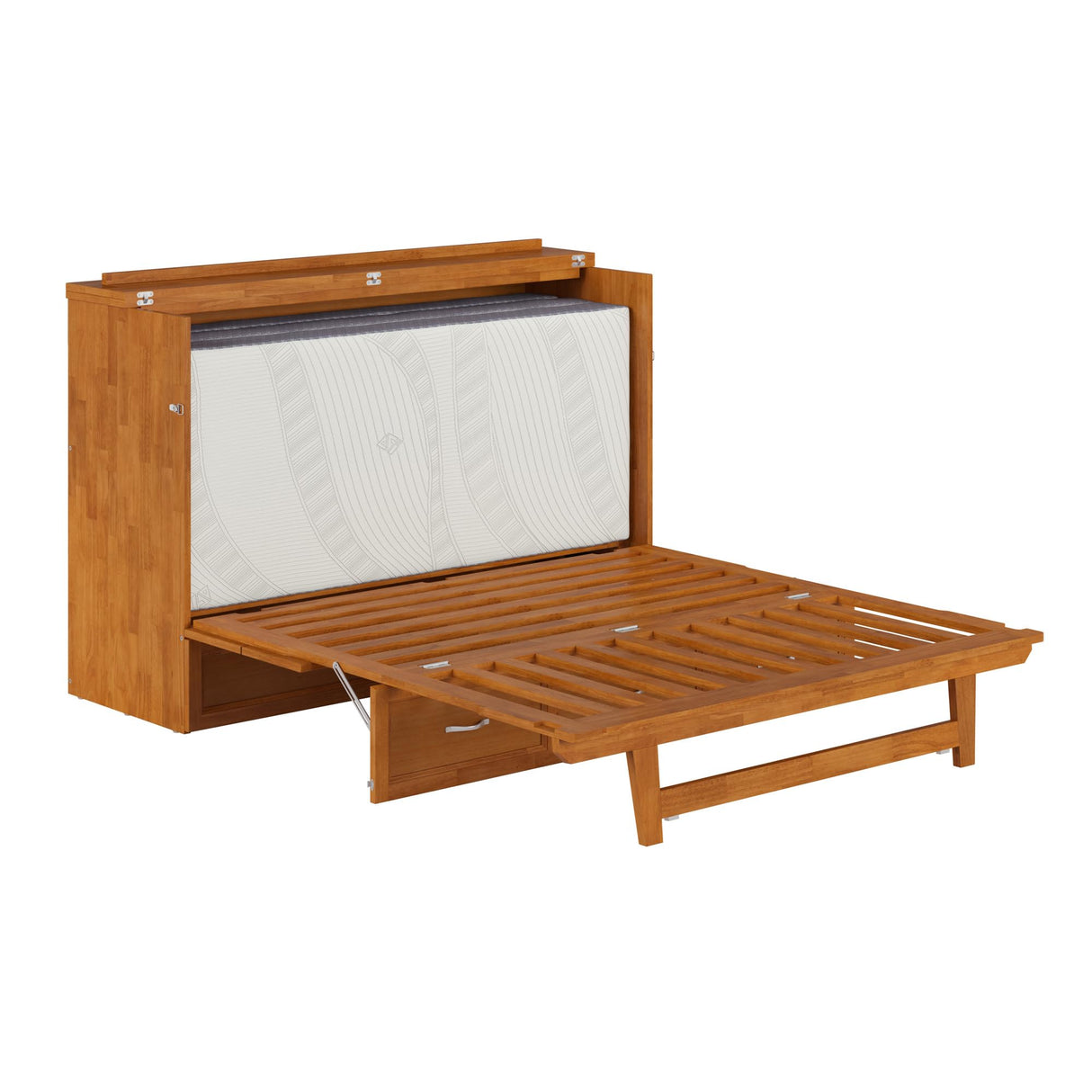 AFI, Northfield Queen Murphy Bed Chest with 6" Mattress, Storage Drawer & Built-in USB Charger, Light Toffee AFI