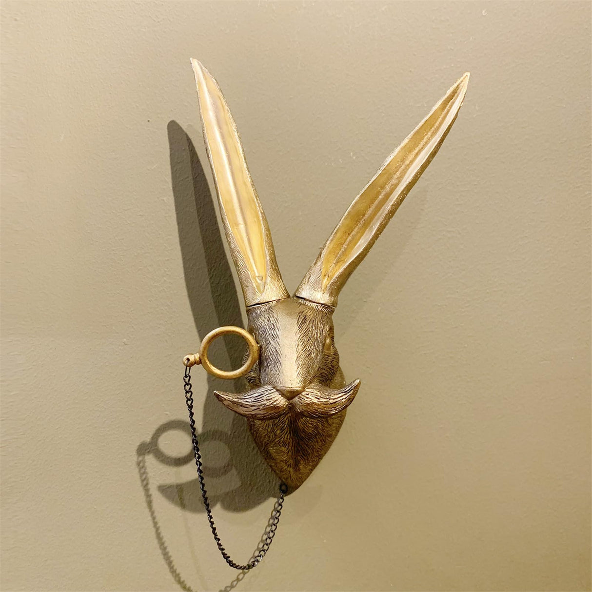 GUASDIE Animal Heads Wall Decor, Faux Deer Head Mount, Animal Sculptures Wall Decor, Resin Animal Head Wall Hanging Decoration for Living Room Bedroom Kitchen Gift,Rabbit GUASDIE