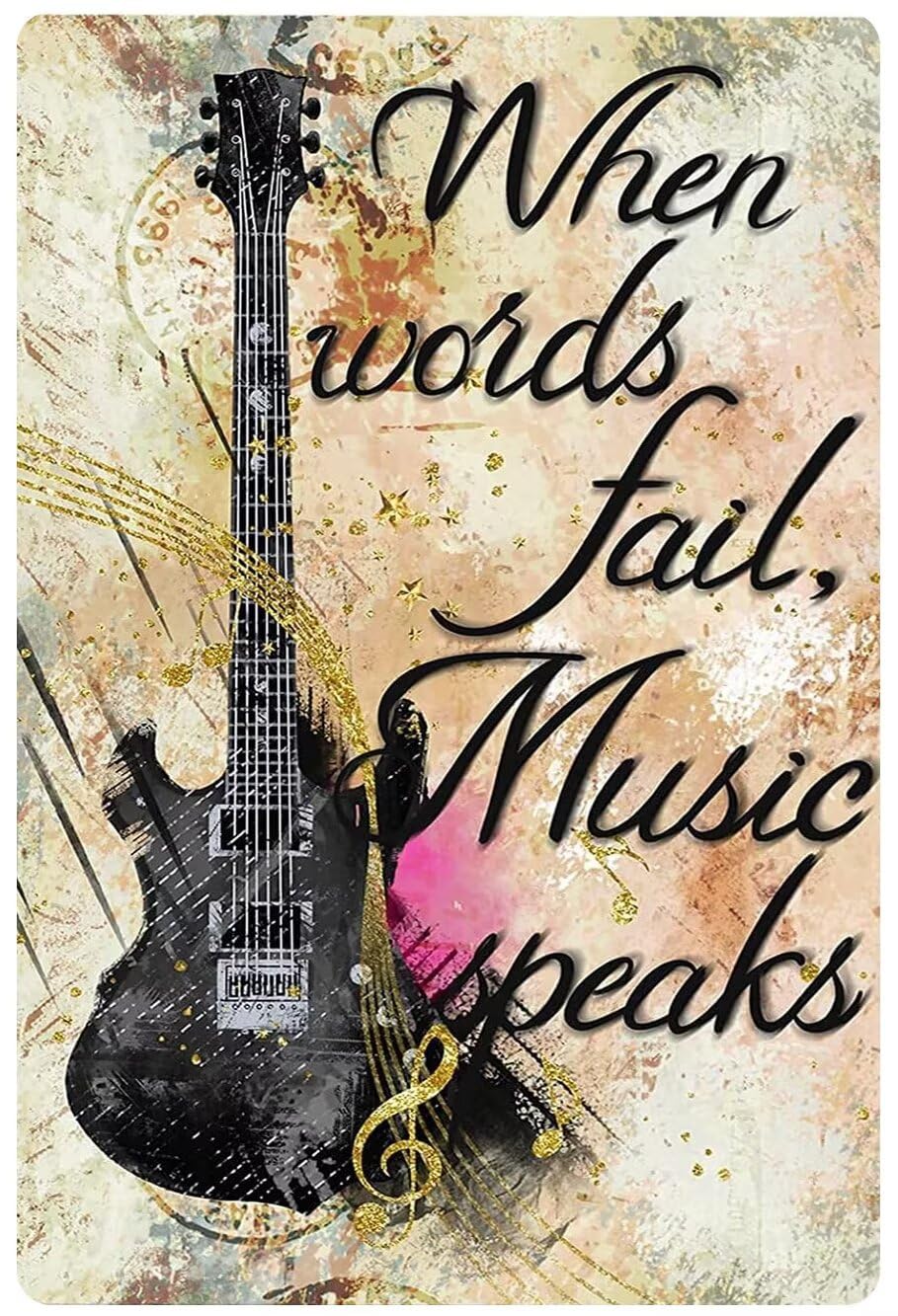 Pzecaru Guitar Music Diamond Art Kits for Adults,When Words Fail Music Speaks Musical Notes 5D Diamond Painting Kits for Beginners Round Full Drill Diamond Dots Paintings for Home Decor 12X12 Inch Pzecaru