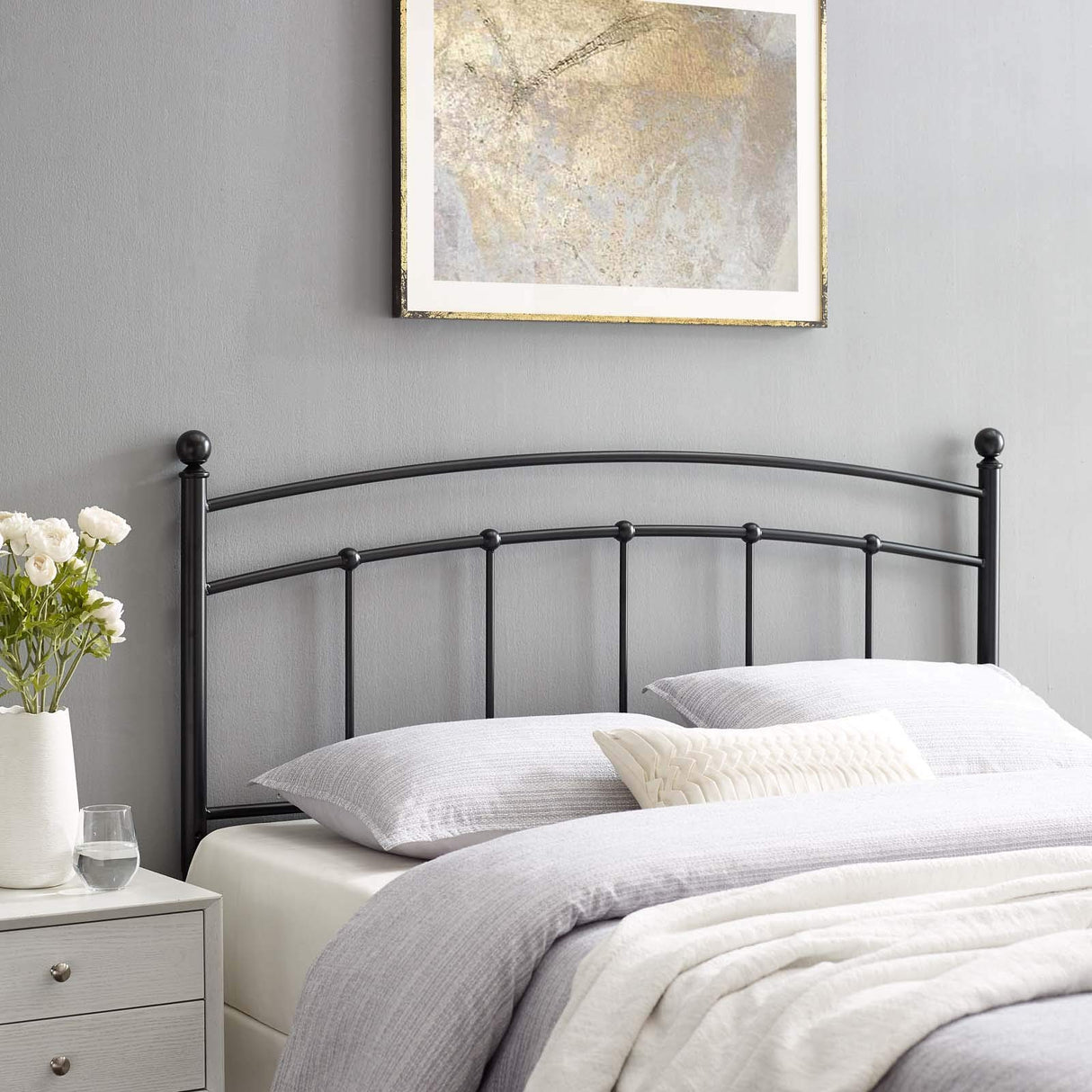 Modway Abigail Full Metal Headboard in Black Modway