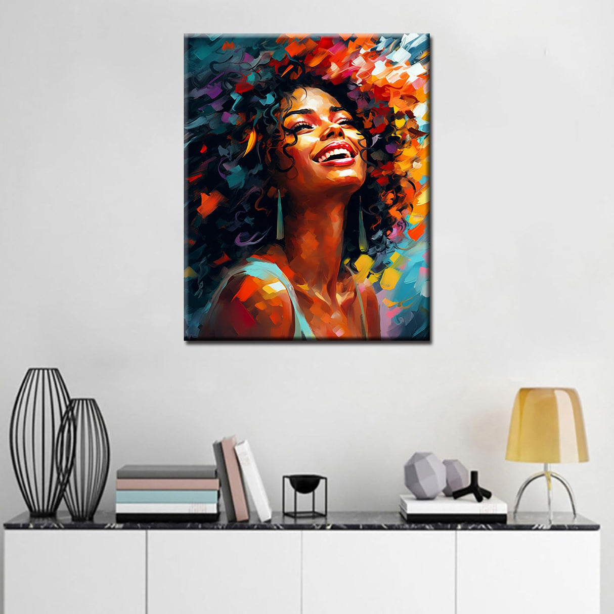 Tucocoo Afro Woman Paint by Number for Adults, DIY Digital Oil Painting Kits on Canvas with Brushes and Acrylic Pigment, Urban Style Sweet Black Girl Picture for Home Decor 16x20 inch (Frameless) Tucocoo
