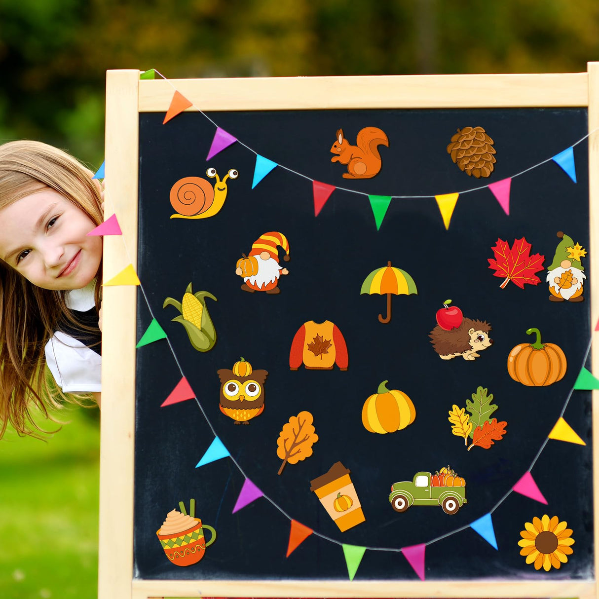 Relaxweex 24 Pcs Fall DIY Wooden Magnets, Thanksgiving Autumn Wood Painting Art Crafts, Pumpkin Fridge Magnets Craft Kits for Activities Gifts Home Party Relaxweex