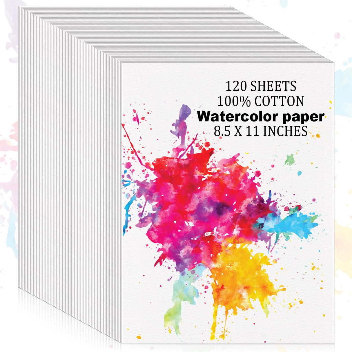 Augacage 120 Sheets 100% Cotton Watercolor Paper Bulk, 8.5" x 11" 140lb/300 GSM Cold Press Water Color Paper White Paint Paper Suitable for Kids Adult Watercolor Drawing Augacage