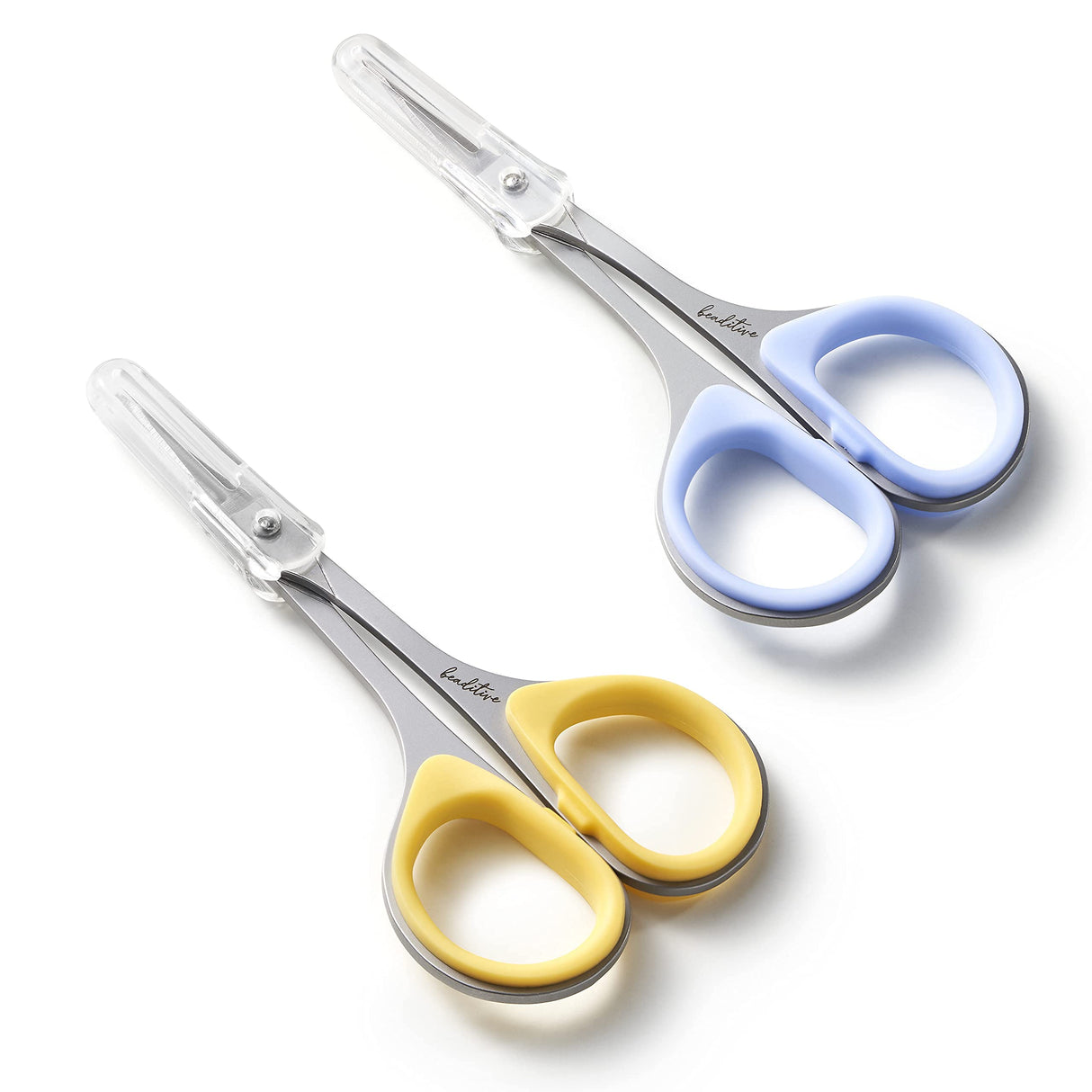 Beaditive Sewing and Embroidery Scissors Set (2 pcs) Curved and Straight, Sharp, Stainless-Steel Design | Precision Tips, Ergonomic Rubber Handle Grip | Small, Compact DIY Use (Extra Sharp) Beaditive