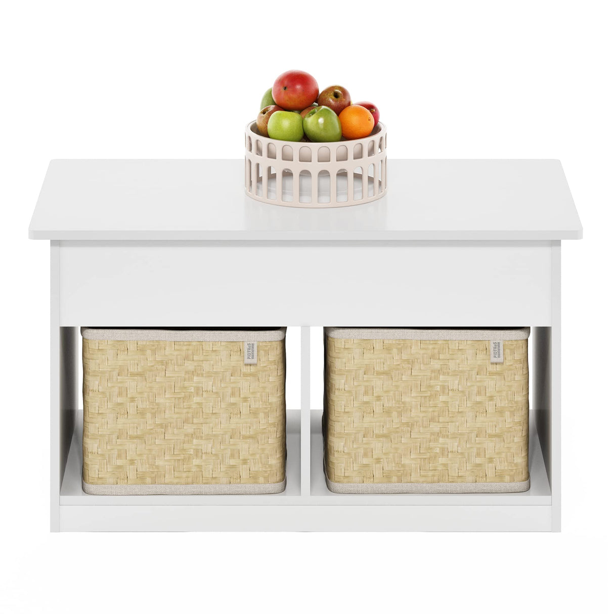 Furinno Jensen Living Room Lift Top Coffee Table with Hidden Compartment, Solid White Furinno